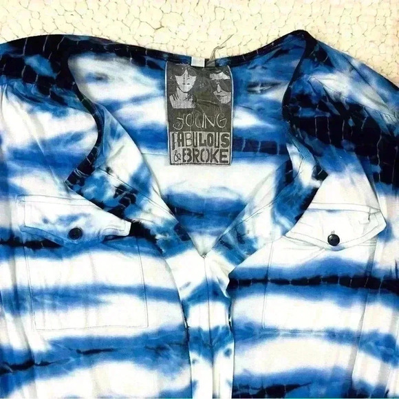 Young Fabulous & Broke Tie Dye Elastic Waist 3/4 Tab Sleeve Jumper Romper Size S - Picture 3 of 14